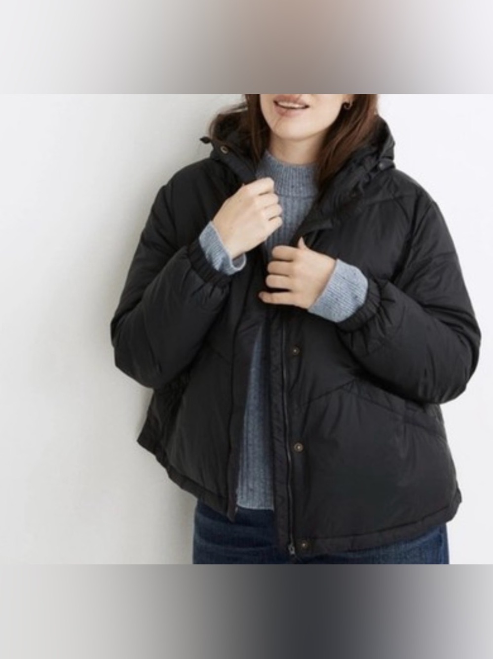 Madewell Black Hooded Puffer Jacket